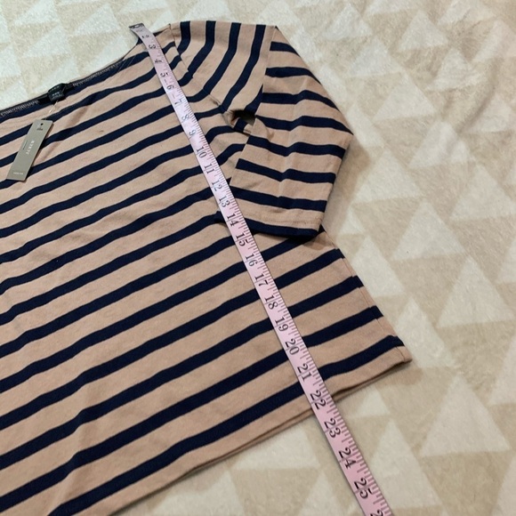J crew structured boatneck tshirt khaki navy strip - Picture 7 of 7